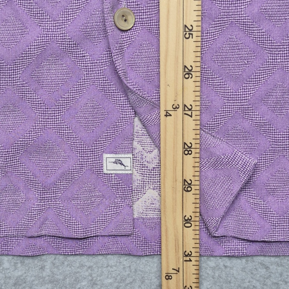 Tommy Bahama Shirt Mens 2XL Purple Solid Diamond Isle Jacquard Button Down NWT - Picture 10 of 15